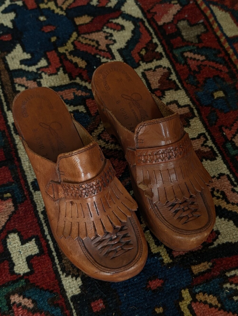 Wooden Leather Clogs